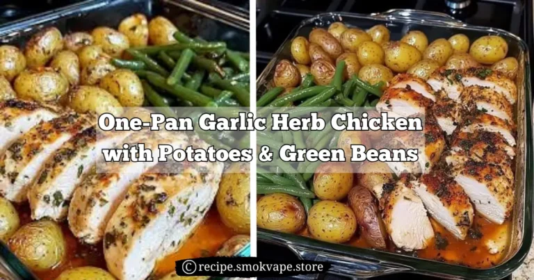 One-pan garlic herb chicken, chicken green beans and potatoes, garlic butter chicken and green beans, one pan lemon garlic butter chicken and green beans, chicken greenbeans potatoes one dish meal, garlic and herb chicken, garlic green beans, how to make garlic green beans, greek chicken and potatoes, one pan garlic and herb roasted chicken and vegetables, greek lemon chicken and potatoes, one pan chicken sausage and potatoes, one pan chicken and sweet potatoes, one pan lemon chicken and potatoes, one pan roast chicken and potatoes